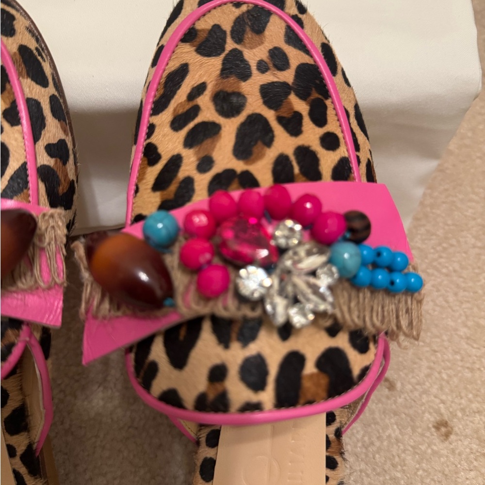 Vibrant Aline Leopard Print Flats with Pink and Blue Accents - Picture 4 of 9